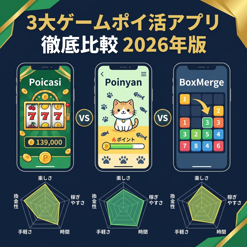 3大ゲームポイ活アプリ比較